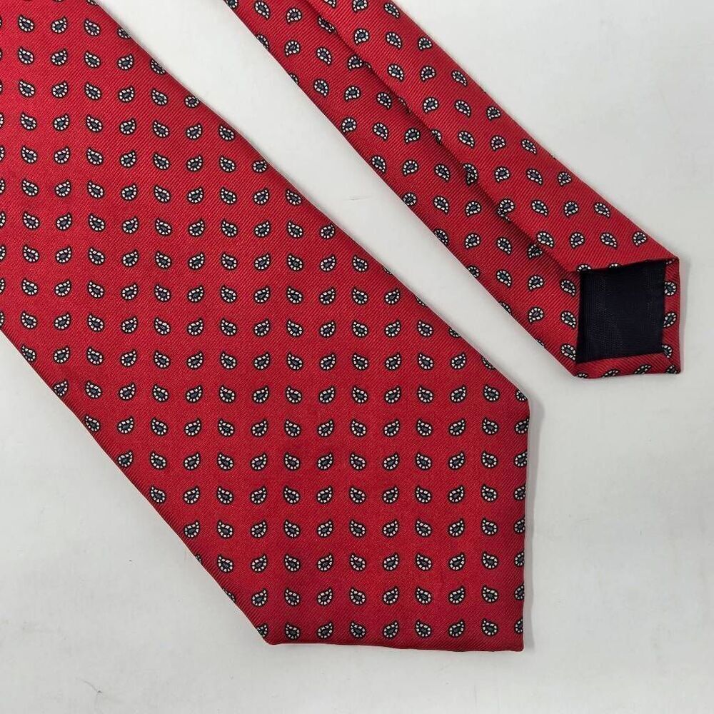 CHAPS RALPH LAUREN SILK TIE RED PAISLEY PATTERN SMOOTH 3.5" X 55" VINTAGE